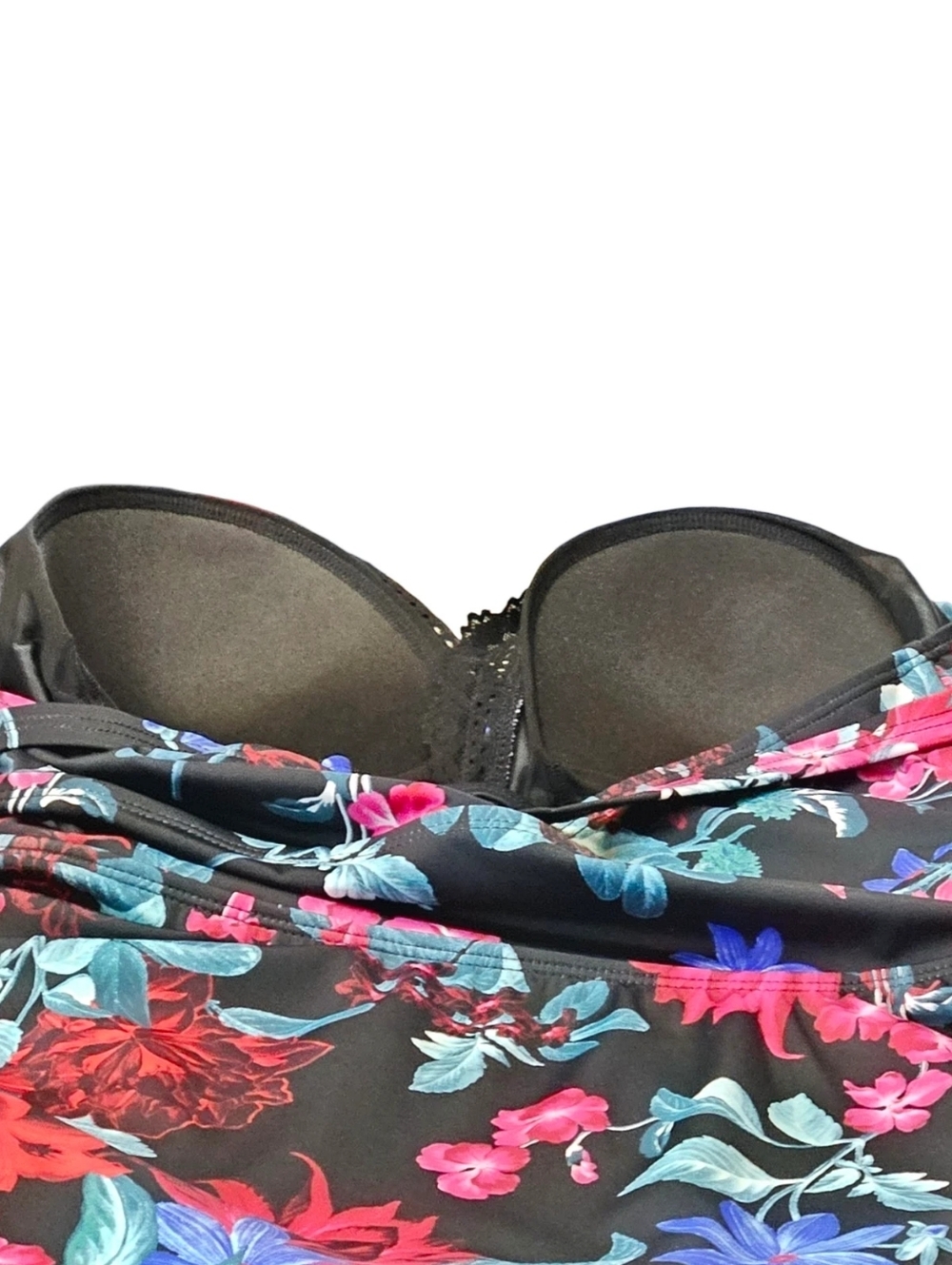 Torrid 2X Floral Fit & Flare Swim Dress Attached Brief Lace Trim - Picture 5 of 16